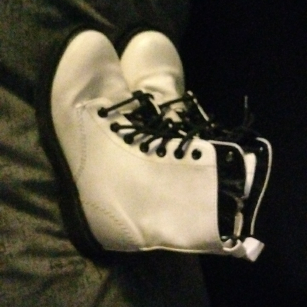 Stylish white combat boots